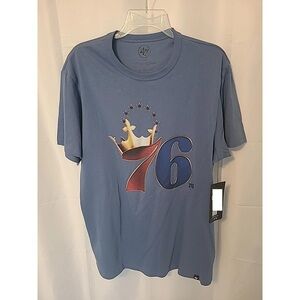 Nwt Philadelphia 76Ers 47 Brand Crown Graphic T Shirt Blue Short Sleeve Large